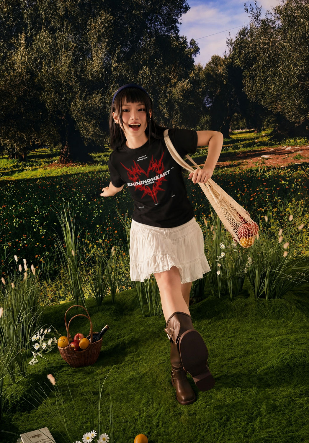 Shining Heart Empire Graphic T-Shirt – Black Flame Edition