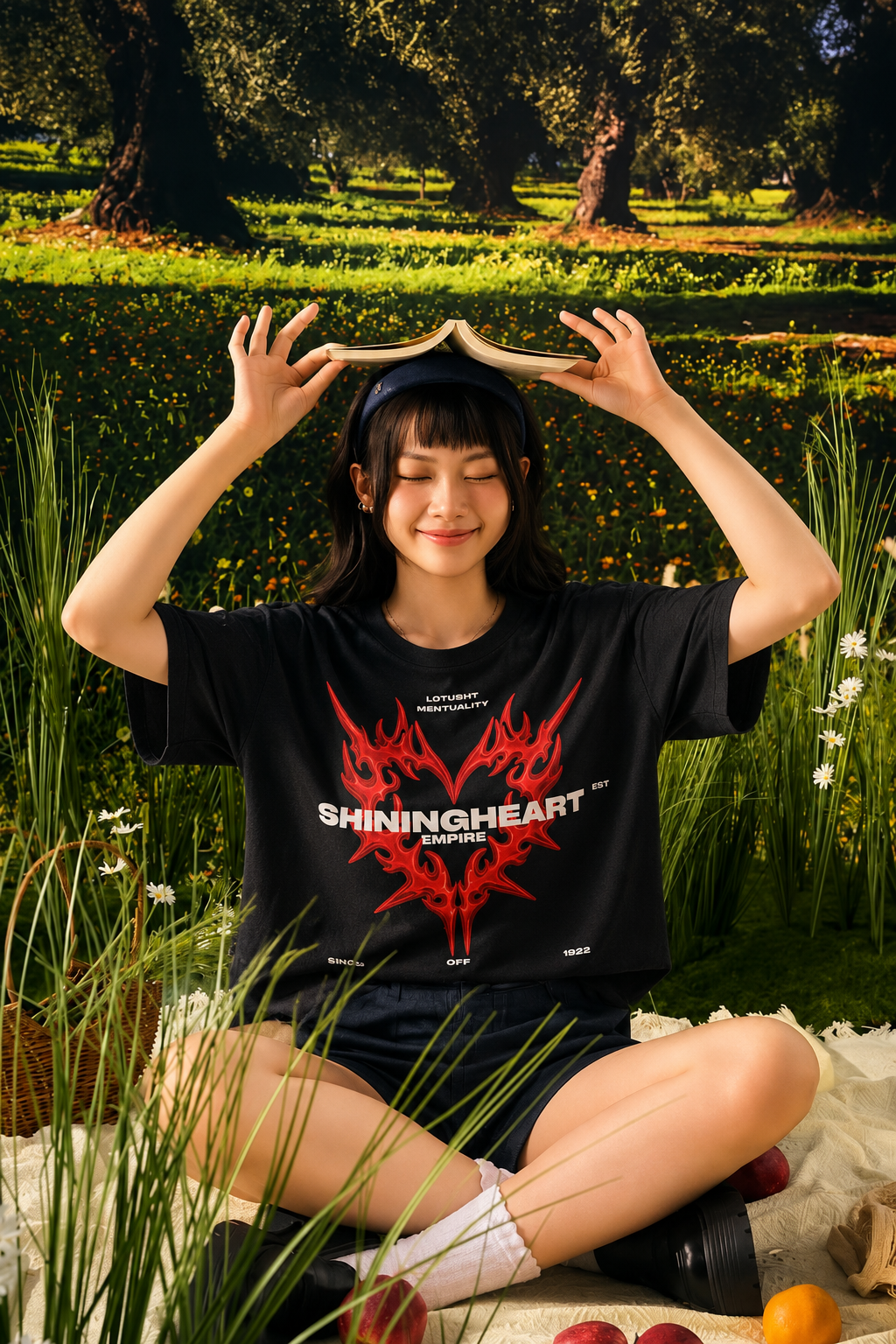 Shining Heart Empire Graphic T-Shirt – Black Flame Edition