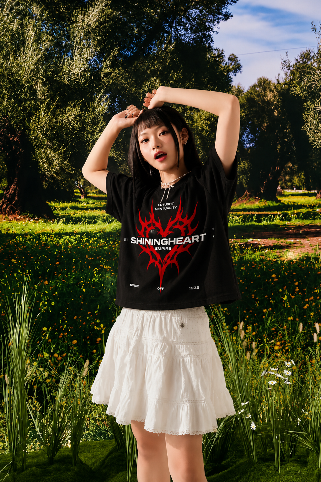 Shining Heart Empire Graphic T-Shirt – Black Flame Edition